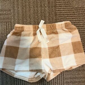 Plaid Fleece Shorts with Ribbon Tie